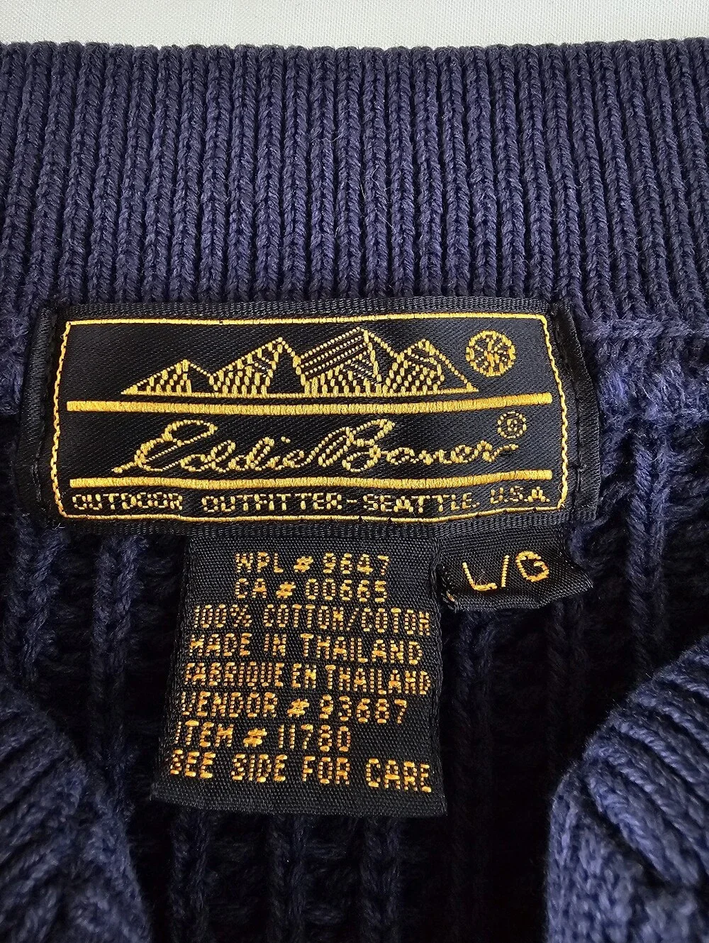 Eddie Bauer Vintage Pullover Ribbed Knit Chunky Sweater Sz Large Cozy Outdoors